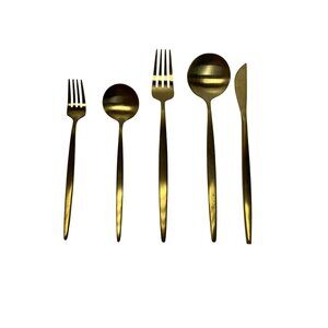 Gold Flatware Cutlery Set Elegant Design Easy Clean 30 pc Modern style READ